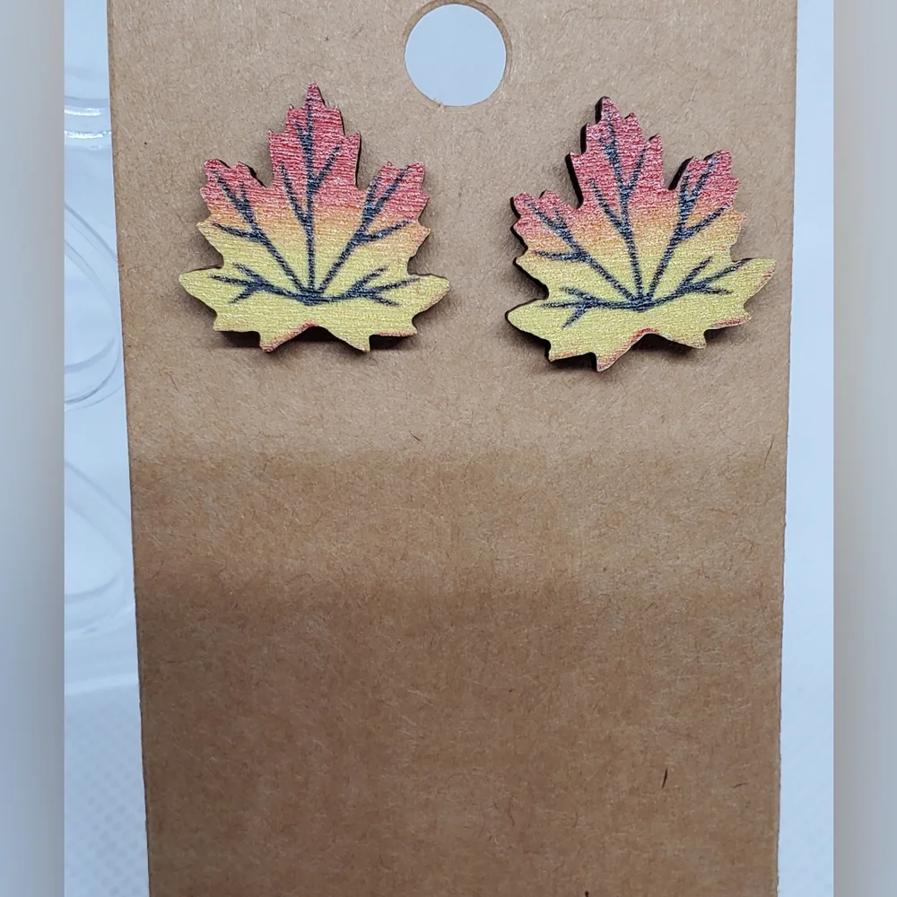 7/$10 Wooden Fall Earrings, New